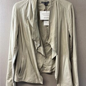 (NWT) Vince Women's Ivory Leather Moto Jacket